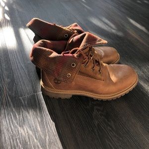 Timberland Plaid Fold Over Boots